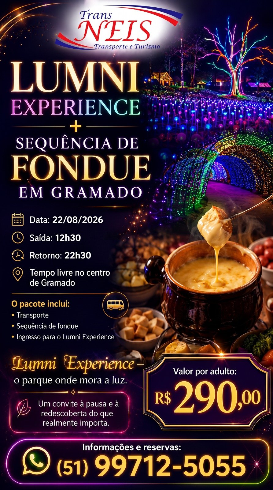 Flyer da viagem Lumni Experience + Fondue