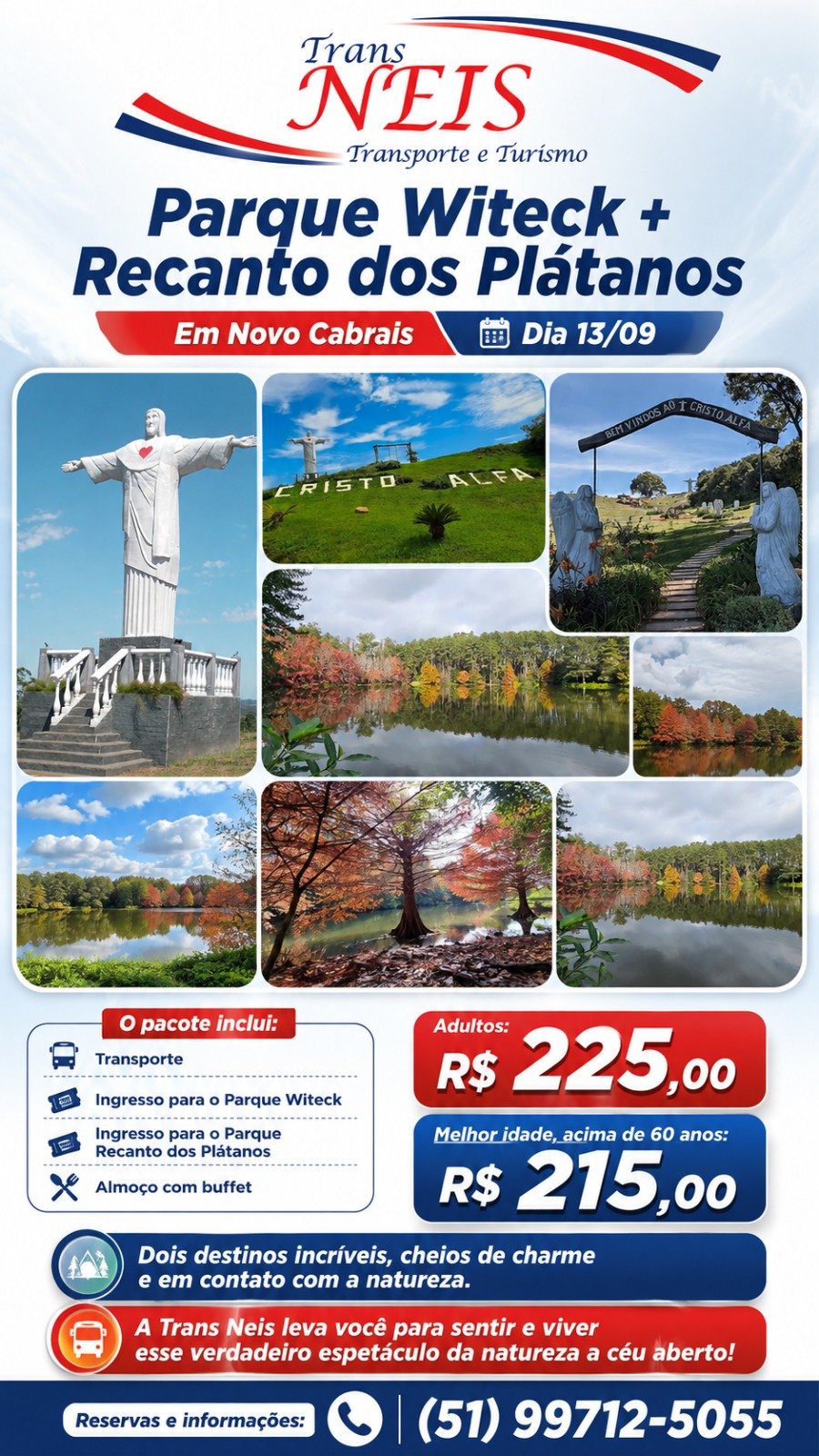 Flyer da viagem Parque Witeck + Recanto dos Plátanos